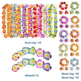 40-100pcs Hawaiian Party Artificial Flowers leis Garland Necklace Headband Garlands Beach Tropical Party Supplies Wedding Decor - Set B-52pcs - China