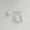 Baby Girl 1pcs Ditsy Flower & Cherry Pattern Doll Neck Long Sleeves Bodysuit - 66 (3-6M) - Apricot