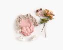Baby Girl Floral Print Pattern False 1-Piece Design Long Sleeved Onesies - 66 (3-6M) - Pink