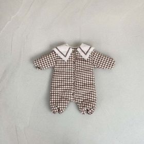 Baby 1pcs Plaid Pattern Lapel Design Quilted Warm Rompers - 90 (12-24M) - Brown