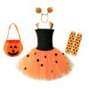 Children's Halloween Pumpkin Tutu Dress With 3-Pieces Jewelry - Kids S (80-90) - Black