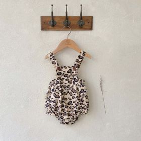 Baby Girl Cute Print Pattern Strap Design Overall Triangle Onesies - 66 (3-6M) - Brown