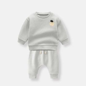 Baby Letter Pattern Waffle Fabric Soft Cotton 1 Pieces Sets - 73 (6-9M) - Grey