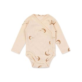 Baby Print Pattern Side Button Design Long Sleeve Comfy Onesies - 66 (3-6M) - Pink