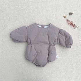 Baby Solid Color Thermal Quilted Long Sleeve Winter Bodysuits - 90 (12-24M) - Purple
