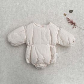 Baby Solid Color Thermal Quilted Long Sleeve Winter Bodysuits - 90 (12-24M) - White
