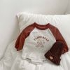 Baby Bear Print Pattern Colorblock Design Onesies - 66 (3-6M) - Brown
