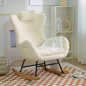 Rocking Chair - with rubber leg and cashmere fabric, suitable for living room and bedroom - as Pic