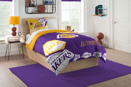 Lakers OFFICIAL NBA "Hexagon" Twin Comforter & Sham Set; 64" x 86" - 1NBA/86202/0013/EDC