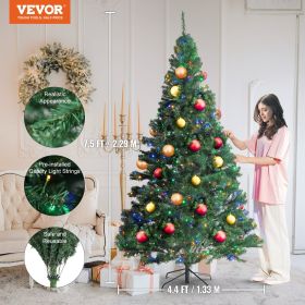 VEVOR Christmas Tree, Full Holiday Xmas Tree with LED Lights, Metal Base for Home Party Office Decoration - 4.4 x 7.5 ft / 1.33 x 2.29 m - Multi-color