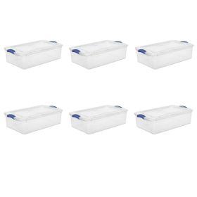 32 Qt. Latch Box Plastic, Stadium Blue, Set of 6 - 6