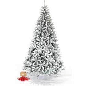 7.5ft 1500t Hinged Flocked Christmas tree foldable metal stand - Antique grey white