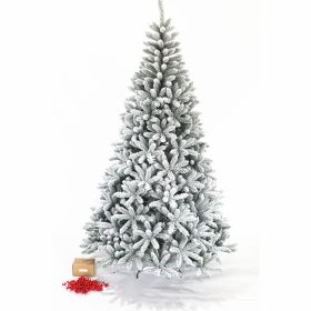 7.5ft 1500t Hinged Flocked Christmas tree foldable metal stand - Antique grey white