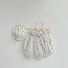 Baby Girl 1pcs Ditsy Flower & Cherry Pattern Doll Neck Long Sleeves Bodysuit - 66 (3-6M) - Apricot