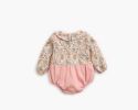 Baby Girl Floral Print Pattern False 1-Piece Design Long Sleeved Onesies - 66 (3-6M) - Pink