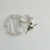 Baby Girl 1pcs Ditsy Flower & Cherry Pattern Doll Neck Long Sleeves Bodysuit - 66 (3-6M) - Apricot