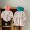 Baby Girl Flower Print Pattern Mesh Patchwork Design Onesies & Dress - 66 (3-6M) - Light Pink