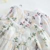 Baby Girl Floral Embroidered Pattern Square Collar Bodysuit - 66 (3-6M) - Green