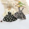 Baby Girl Solid Color Lapel Shirt & Animal Pattern Sling Dress Sets - 66 (3-6M) - Black