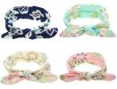 Baby Girl Headbands Bohemian Floral Style Vintage Flower Printed Elastic Head Wrap Twisted Hair Accessories - blue