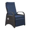 Outdoor Recliner Chair, PE Wicker Adjustable Reclining Lounge Chair and Removable Soft Cushion, with Modern Armchair and Ergonomic for Home, Sunbathin