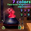 Air Humidifier Diffusers Essential Oil Diffuser USB Portable Humidifier Volcanic Flame Aroma Diffuser Essential Oil Lamp Bedroom - black - rose - Chin