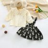 Baby Girl Solid Color Lapel Shirt & Animal Pattern Sling Dress Sets - 66 (3-6M) - Black