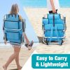 63*65*82cm Short Oxford Cloth Silver White Aluminum Tube Bearing 100kg Beach Chair Blue - as picture