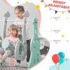 Toddler Slide and Swing Set 3 in 1; Kids Playground Climber Swing Playset with Basketball Hoops Freestanding Combination Indoor & Outdoor - Green