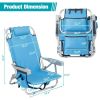 63*65*82cm Short Oxford Cloth Silver White Aluminum Tube Bearing 100kg Beach Chair Blue - as picture