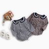 Baby Girl Striped Pattern Sailor Collar Design Fashion Long Sleeves Bodysuit Onesie - 66 (3-6M) - Black