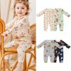 Baby Cartoon Graphic Full Button Design Long Sleeve Cotton Romper - 66 (3-6M) - Apricot
