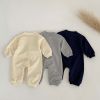 Baby Solid Color Single Breasted Design Long Sleeve Jumpsuit - 66 (3-6M) - Apricot