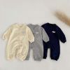 Baby Solid Color Single Breasted Design Long Sleeve Jumpsuit - 66 (3-6M) - Apricot