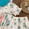 Baby Ditsy Flower Graphic Mesh Patchwork Design Square Neck Sets - 66 (3-6M) - Green