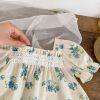 Baby Ditsy Flower Graphic Mesh Patchwork Design Square Neck Sets - 66 (3-6M) - Green