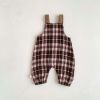 Baby Western Plaid Pattern Casual Strap Design Romper - 66 (3-6M) - Brown