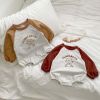 Baby Bear Print Pattern Colorblock Design Onesies - 66 (3-6M) - Brown