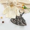 Baby Girl Solid Color Lapel Shirt & Animal Pattern Sling Dress Sets - 66 (3-6M) - Black