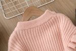 Baby Solid Color Bow Patched Sweater With Pants Sets - 90 (12-24M) - Pink