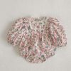 Baby Girl Flower Print Pattern Mesh Patchwork Design Onesies & Dress - 66 (3-6M) - Light Pink