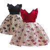 Baby Girl Flower Embroidered Design Quality Formal Party Dress - 100 (2-3Y) - Black