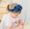 Baby Bows Velvet Headbands Turbans Hairband Headwraps Stretchy Wide Cross Knotted for Newborn Toddlers Kids - white