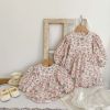 Baby Girl Flower Print Pattern Mesh Patchwork Design Onesies & Dress - 66 (3-6M) - Light Pink