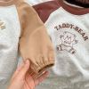 Baby Bear Print Pattern Colorblock Design Onesies - 66 (3-6M) - Brown