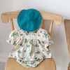Baby Ditsy Flower Graphic Mesh Patchwork Design Square Neck Sets - 66 (3-6M) - Green