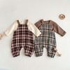 Baby Western Plaid Pattern Casual Strap Design Romper - 66 (3-6M) - Brown