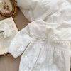 Baby Girl Solid Color Long Sleeve Sweet Style Quality Onesies - 66 (3-6M) - White